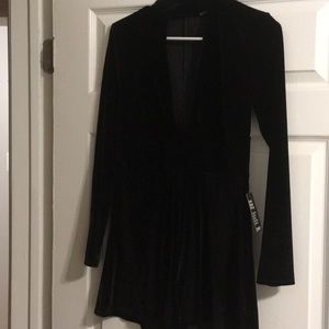 Express velvet low cut jumpsuit